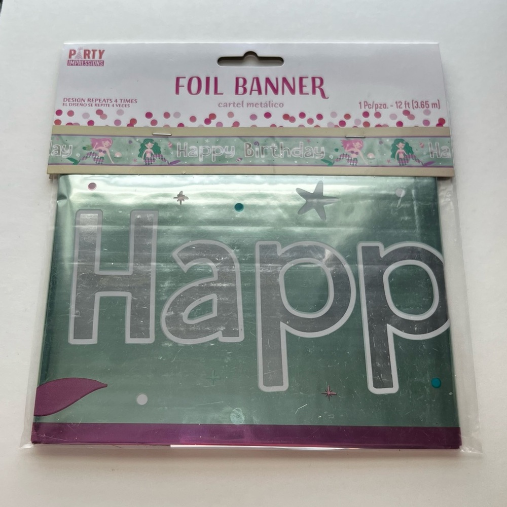 Party Essentials Happy Birthday Foil Banner - Mermaid Theme